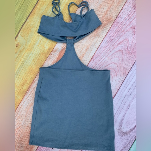 AMERICAN THREADS💙pastel blue ribbed Selena Cut Out Mini Dress - Picture 7 of 11